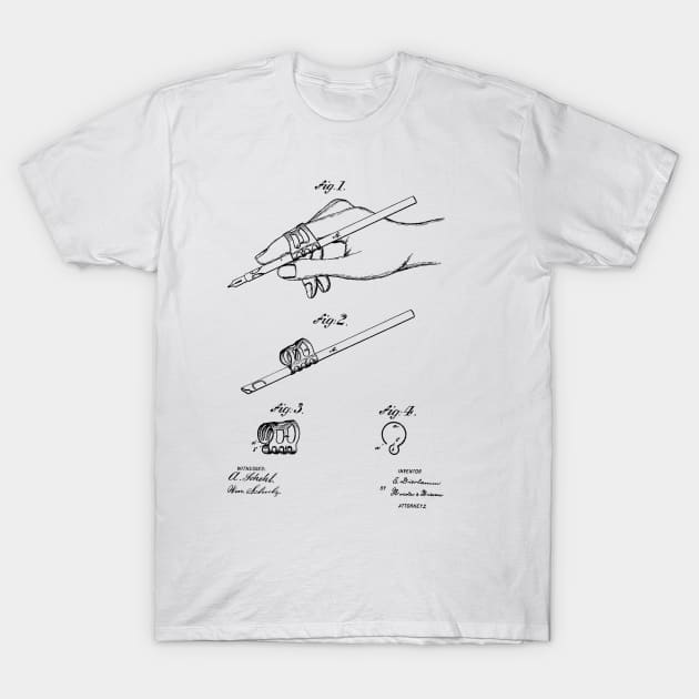 Guard for Penholder Vintage Patent Hand Drawing T-Shirt by TheYoungDesigns